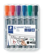 Markery do tablic - Staedtler, Marker do tablic flipchart Lumocolor, ścięty, 6 kolorów, w etui - miniaturka - grafika 1