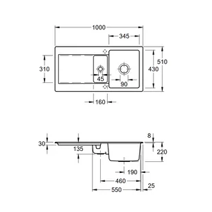 Villeroy & Boch Villeroy&Boch Siluet 60 R Zlewozmywak ceramiczny 1,5-komorowy CeramicPlus 100x51 cm do wbudowania z ociekaczem biały Weiss Alpin 333701R1 - Zlewozmywaki - miniaturka - grafika 4