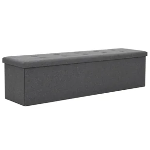 vidaXL Składana ławka, schowek, sztuczny len, 150x38x38cm, ciemnoszara vidaXL - Ławki do przedpokoju - miniaturka - grafika 1