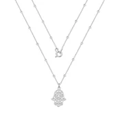 Naszyjniki - Naszyjnik srebrny hamsa, ręka fatimy - miniaturka - grafika 1