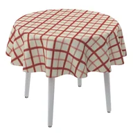Obrusy i serwetki - Dekoria Obrus okrągły ecru tło czerwona kratka 135 cm Avinon 415-131-15 - miniaturka - grafika 1