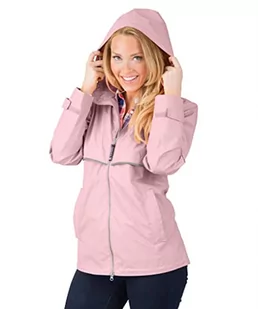 Charles River Apparel Damska kurtka przeciwdeszczowa New Englander Wind & Waterproof (Reg/Ext Sizes), Różowy odblaskowy, S - Kurtki damskie - miniaturka - grafika 1