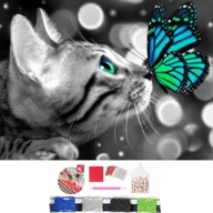 Zabawki kreatywne - Haft diamentowy 5D motyl kot mozaika zestaw kotek - miniaturka - grafika 1