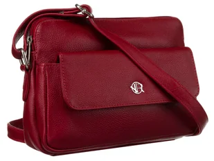 Torebka damska skórzana Rovicky na ramię listonoszka crossbody na suwak miejska saszetka, bordowy - Torebki damskie - miniaturka - grafika 1