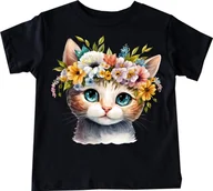Koszulki dla dziewczynek - Koszulki z kotem dla dziewczynki - kotek8 - miniaturka - grafika 1