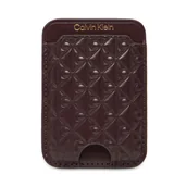 Etui na dokumenty i karty - Etui na karty kredytowe Calvin Klein Aop Leather Magnetic Card Case LV04F1100G Bordowy - miniaturka - grafika 1