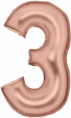 Balony i akcesoria - Balon foliowy satynowy cyfra 3 różowe złoto - 86 cm - 1 szt. - miniaturka - grafika 1