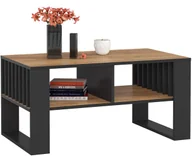 Ławy i stoliki kawowe - Prostokątny stolik kawowy z lamelami czarny + dąb craft - Karlos 4X - miniaturka - grafika 1