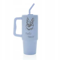 Kubki termiczne - Kubek termiczny 900 ml PIES OWCZAREK personalizacja z grawerem niebieski - miniaturka - grafika 1