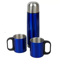 Termosy - Metalowy termos Picnic 480 ml + 2 kubki, niebieski/srebrny - druga jakość - miniaturka - grafika 1
