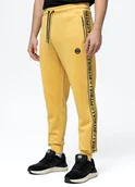 Dresy męskie - Spodnie dresowe PIT BULL OLDSCHOOL TAPE LOGO TERRY żółte (pale yellow)-L - miniaturka - grafika 1