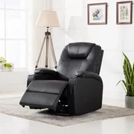 Fotele - vidaXL Elektryczny, bujany fotel do masażu, sztuczna skóra, czarny - miniaturka - grafika 1