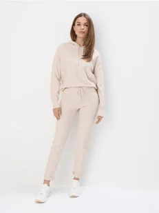 Mohito - Dzianinowe kremowe spodnie - beżowy - Spodnie damskie - miniaturka - grafika 1