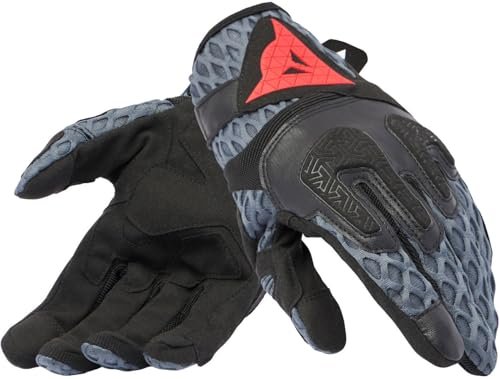 DAINESE - Air-Maze Unisex Gloves, letnie rękawice motocyklowe, tkanina siatkowa, ochrona na orzechach, ekran dotykowy, uniseks, czarno-szary żelazo, S