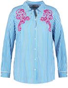 Bluzki damskie - SAMOON Bluzka w paski z ozdobnymi cekinami Niebieski 56 - miniaturka - grafika 1