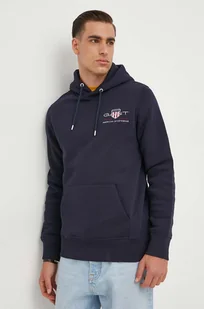 Gant bluza męska kolor granatowy z kapturem z aplikacją - Bluzy męskie - miniaturka - grafika 1