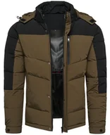 Kurtki męskie - Kurtka męska ocieplana z odczepianym kapturem czarno-khaki Recea - miniaturka - grafika 1