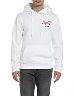 Bluzy męskie - Replay Męska bluza z kapturem M6569B.00.21842, 1 biała, XXL - miniaturka - grafika 1