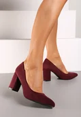 Czółenka - Bordowe Klasyczne Czółenka na Obcasie ze Skórzaną Wkładką Maithria - miniaturka - grafika 1