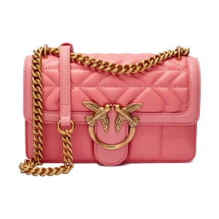 Pinko Skórzana torebka na ramię Quilted Love Birds - Torebki damskie - miniaturka - grafika 1