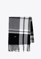 Apaszki i szaliki męskie - Szalik męski w kratę czarno - szary - miniaturka - grafika 1