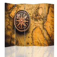 Parawany - Parawan pokojowy FEEBY, Kompas na starej mapie, Obrotowy 180x170cm 5-częściowy - miniaturka - grafika 1