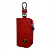 Etui na klucze - SKÓRZANE ETUI na klucze SKODA logo KLUCZYK samochodowy ELEGANCKI czerwony - miniaturka - grafika 1