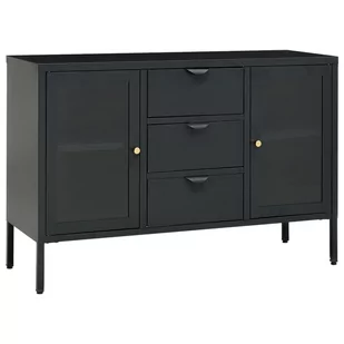 vidaXL Komoda antracytowa 105x35x70 cm stal i szkło hartowane 336078 - Komody - miniaturka - grafika 1
