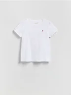 Koszulki i topy damskie - Reserved - T-shirt z drobnym haftem - biały - miniaturka - grafika 1