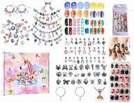 Prace ręczne dla dzieci - Zestaw Do Tworzenia Biżuterii Bransoletek Koraliki + Naklejki Na Paznokcie - miniaturka - grafika 1