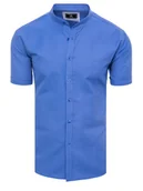 Koszule męskie - Koszula męska z krótkim rękawem chabrowa Dstreet KX1001-M - miniaturka - grafika 1