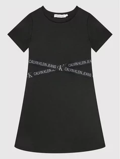 Sukienki i spódniczki dla dziewczynek - Calvin Klein Jeans Sukienka codzienna Punto Logo IG0IG01309 Czarny Regular Fit - grafika 1