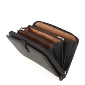 Portfele - Portfel skórzany duży Kelnerski ciemny brąz - miniaturka - grafika 1