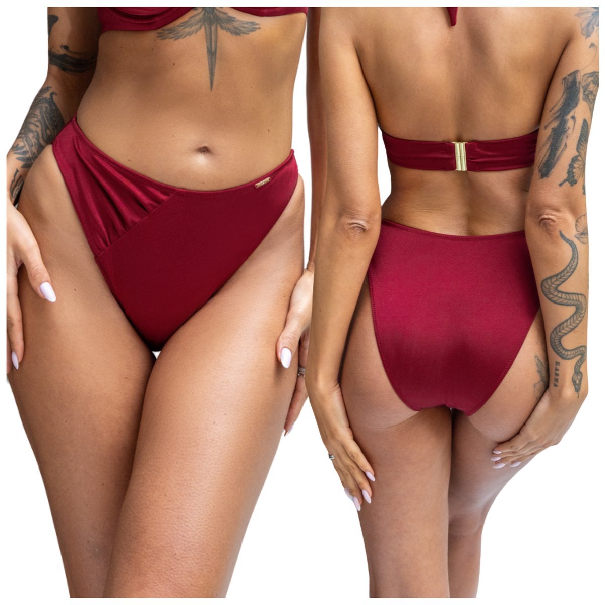 Majtki kąpielowe Figi klasyczne gładkie Krisline CURACAO Bordeaux XL