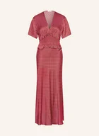 Sukienki - Sandro Sukienka Satynowa Z Falbankami rot - miniaturka - grafika 1