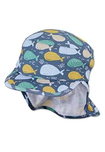 Sterntaler Unisex dziecięca czapka z daszkiem ochrona karku, wieloryby, czapka dziecięca, średni niebieski, 47 - Czapki damskie - miniaturka - grafika 1