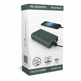 RealPower Bank PB-20000 PD+Midnight Green 20,000mAh - Powerbanki - miniaturka - grafika 1