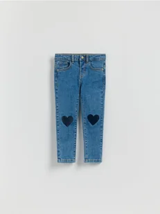 Reserved - Jeansy slim fit z nadrukiem - niebieski - Spodnie i spodenki dla dziewczynek - miniaturka - grafika 1
