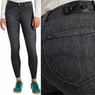 Spodnie damskie - Lee SCARLETT HIGH ZIP Last Strike szare wysokie rurki z zamkami 7/8 W33 L31 - miniaturka - grafika 1