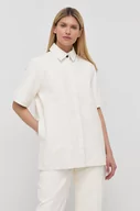 Koszule damskie - Birgitte Herskind Birgitte Herskind koszula skórzana damska kolor biały relaxed z kołnierzykiem klasycznym - miniaturka - grafika 1