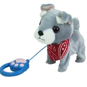 Zabawki interaktywne dla dzieci - Smily Play, Piesek chodzący na smyczy, szary - miniaturka - grafika 1