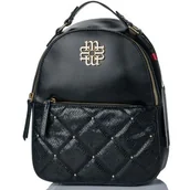 Plecaki - Pojemny Plecak Damski Monnari Stylowy Miejski Czarny Logo - miniaturka - grafika 1