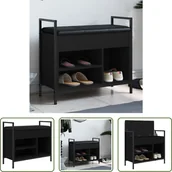 Szafki na buty - The Living Store Ławka na buty czarna 65,5x32x57,5 cm Materiał drewnopochodny - miniaturka - grafika 1