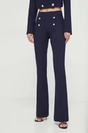 Spodnie damskie - Silvian Heach spodnie damskie kolor granatowy proste high waist - miniaturka - grafika 1