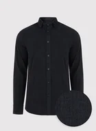 Koszule męskie - Sztruksowa koszula męska w kolorze czarnym - miniaturka - grafika 1