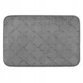 Dywaniki łazienkowe - Dywanik łazienkowy antypoślizgowy z pianką miękki 40x60 cm szary solidna - miniaturka - grafika 1