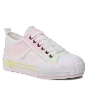 Trampki damskie - Trampki BIG STAR - LL274174 White/Pink/Yellow - grafika 1