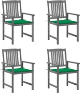 Fotele i krzesła ogrodowe - Prolenta Premium - Krzesła ogrodowe z poduszką 4 szt. Szare lite drewno akacjowe - miniaturka - grafika 1