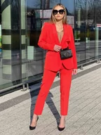 Spodnie damskie - Spodnie pomarańczowe eleganckie garniturowe z prostą nogawką polska produkcja Trendsetter - PERFE - miniaturka - grafika 1