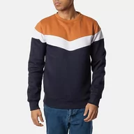 Bluzy męskie - HOPENLIFE Elrond bluza męska trójkolorowa okrągły dekolt beżowy granatowy biały XXL, Granatowy beżowy biały, XXL - miniaturka - grafika 1